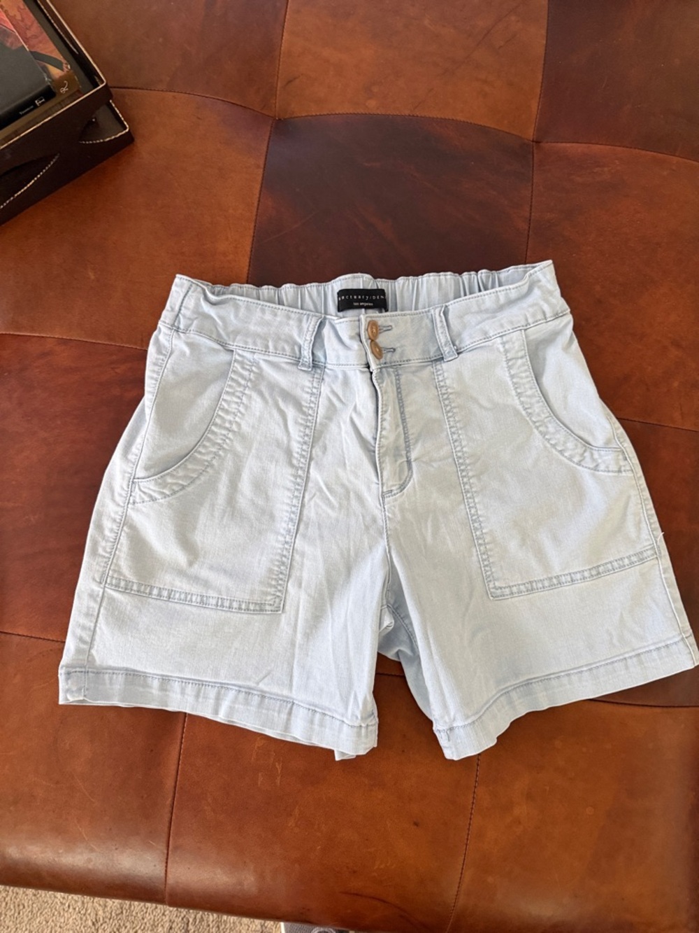 Sanctuary Light Blue High-Waist Utility Shorts
